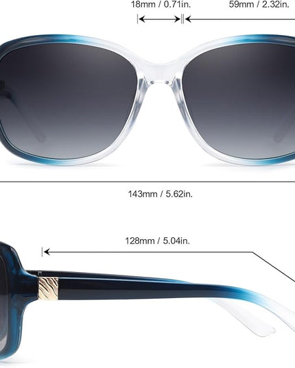 SIPHEW Polarized Sunglasses for Women | Vintage Square Sunglasses w UV400 Protection | Womens Wraparound Shade