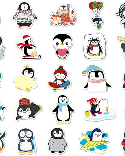 Cartoon Penguin Vinyl Stickers, 50 PCS Waterproof Animal Decals for Laptops, Scrapbooking, Notebooks, Water Bottles, Suitcases, Phones & DIY Decor