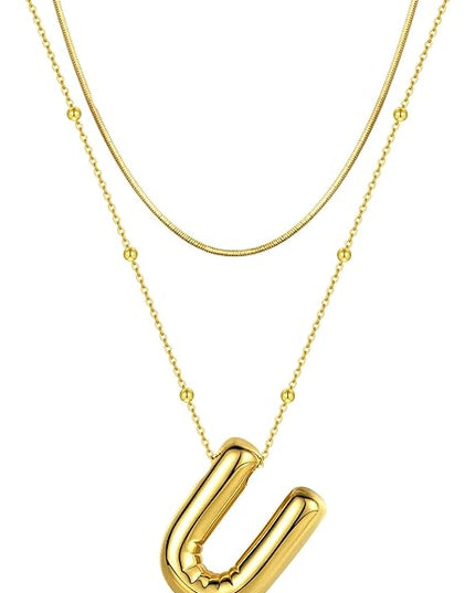 LUCA SMITH Initial Necklaces for Women, Dainty Balloon Bubble Letter, Name Letter Alphabet Pendant Layered Choker Chain Jewelry Gift