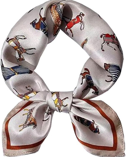 ANDANTINO 100% Pure Mulberry Silk Small Square Scarves -21'' x 21''- Digital Printed Neckerchief –Women Men Lightweight Scarf