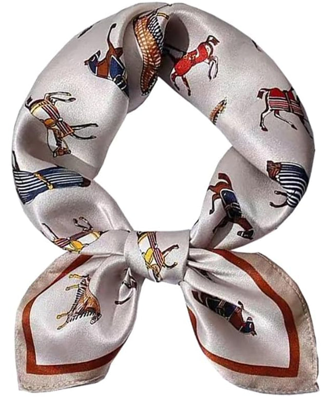 ANDANTINO 100% Pure Mulberry Silk Small Square Scarves -21'' x 21''- Digital Printed Neckerchief –Women Men Lightweight Scarf