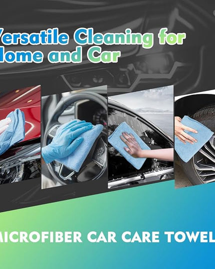 HOMEXCEL Blue Microfiber Cleaning Cloth 12 Pack, 12.5 x 12.5 inch Microfiber Towels for Cars, Ultra Absorbent Car Washing Cloth, Lint Free Streak Free Cleaning Rags for Car, Kitchen, and Window