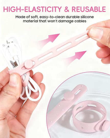 25Pack Silicone Cable Ties,Reusable Cord Organizer for Bundling Electrical Cords,Adjustable Data Cable Organizer Ties,High Elasticity Cable Straps for Home/Office/School/Travel(5 Colors)