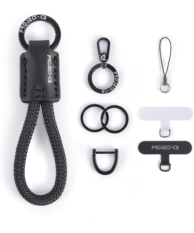project-cb Phone Finger Ring Strap 1,Phone Tether Tab 2,Phone Lanyard,Phone Strap,Key Chain,Key Ring 2,Charms for Phone Case,Phone Accessories(Black-B)