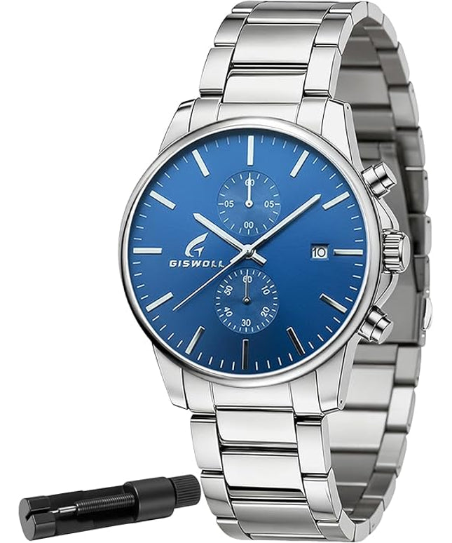 Stylish Stainless Steel Chronograph Watches for Men with a Hefty, Solid-Build Feel — Waterproof Quartz Mens Watches with Auto Date & Second Subdials, Valentines Day Gifts for Him, Boyfriend, Husband, Dad