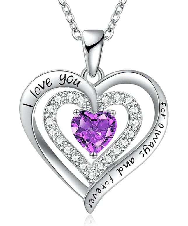 REDBEE Necklaces for Women Birthstone Heart Necklace Jewelry for Wife Girlfriend Woman Necklace