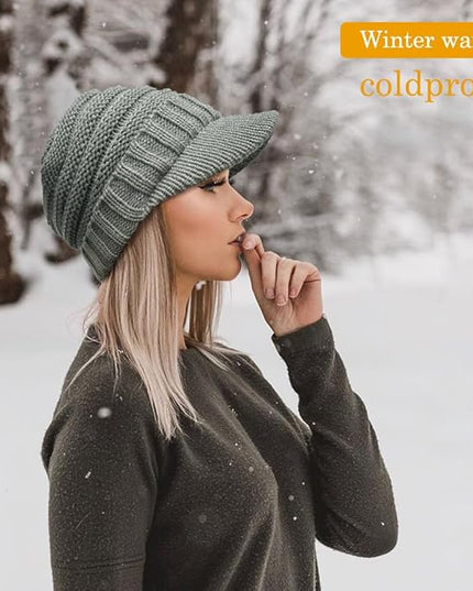 XYIYI Beanie Tail Winter Warm Knit Messy High Bun Ponytail Hats Visor Beanie Cap