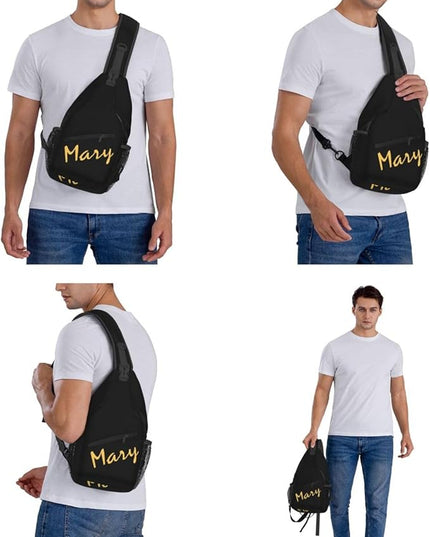Our Lady of Guadalupe Sling Bag Crossbody Bags Clovers Chest Bag for Travel Hiking for Men Women Golden Mary 1