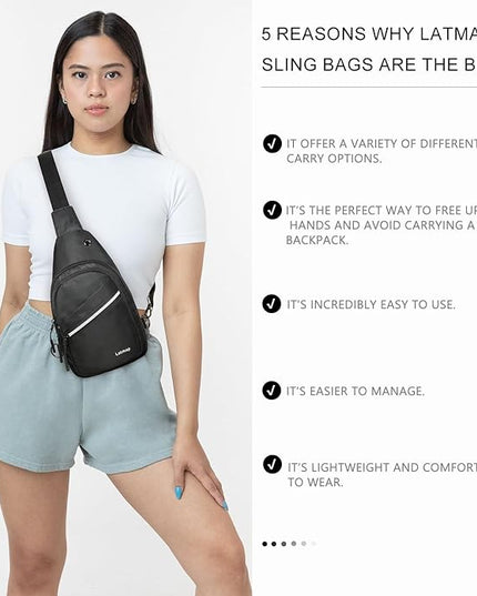 Sling Bag For Women Faux Leather Small Casual Daypack Backpack Fanny Pack Crossbody Chest Bags Purse