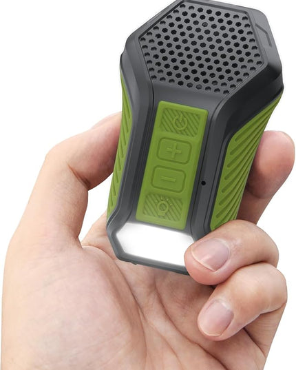 INGA Wearable Bluetooth Speaker, Mini Clip-on Portable Speaker with Light & Warning Lamp, Built-in Mic, Hands-Free Calling, for Work, Cycling, Golf & Outdoor Use(Army Green)