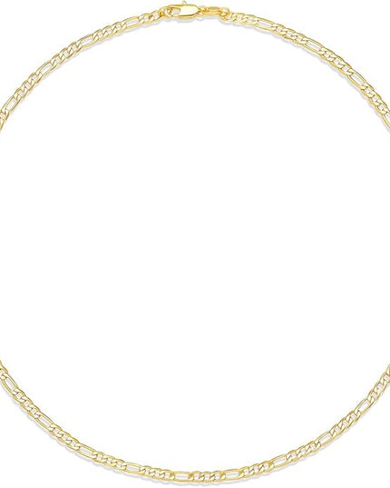 Amazon Essentials 14k Gold or Sterling Silver Plated Figaro Chain Necklace
