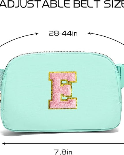 Gitus Belt Bag Fanny Pack Crossbody Bags with Initial Letter Patch Cute Stuff Birthday Gifts for Teenager Girls Trendy Preppy Stuff for Teen Girls Cool Stuff for Teens (Mint Green-E)
