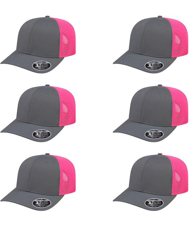 Cap America i8502 Flexfit 110 Premium Mid Profile 6-Panel Mesh Back Trucker Cap Hat w/UV Guard & Adjustable Snapback