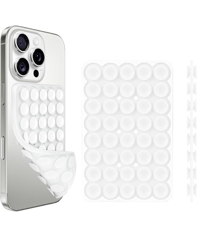 1 Pack Transparent Double Sided Silicone Suction Cup Phone Case Mount, Hands-Free Strong Grip Holder for Selfies and Videos, Silicon Phone Stand Sticky for iPhone and Android