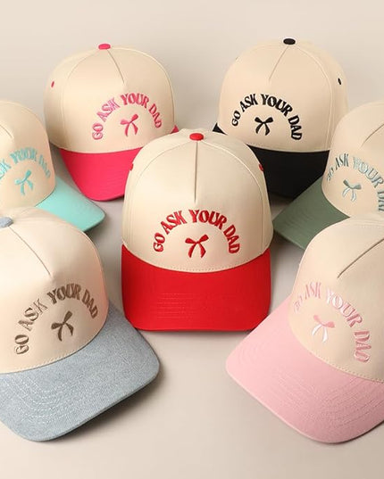 MIRMARU Two-Tone Vintage Canvas Trucker Hats for Men & Women, Adjustable Size Baseball Caps with Trendy Embroidered Design