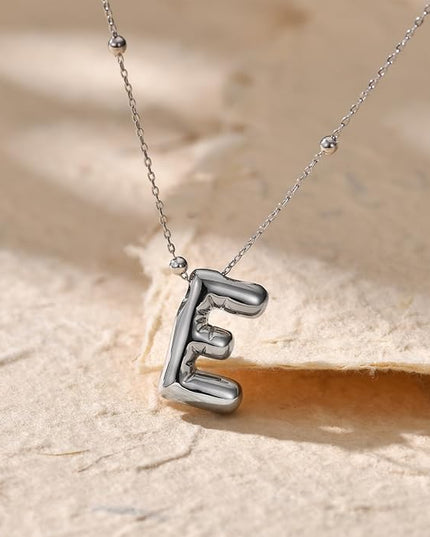 LUCA SMITH Initial Necklaces for Women, Dainty Balloon Bubble Letter, Name Letter Alphabet Pendant Layered Choker Chain Jewelry Gift
