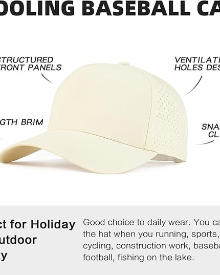 BOTVELA Men Adjustable Snapback Baseball Cap Vented Performance Laser Cut Mesh Hat