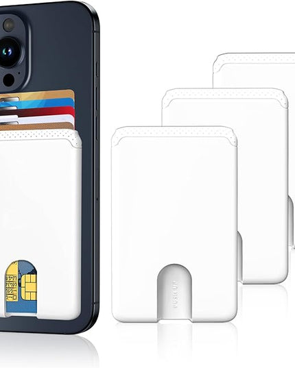 Senose Card Holder for Phone Case, Silicone Phone Wallet Stick On Credit Card Holder, Id Card Pouch Compatible for iPhone 16/15/14/13/12 Pro Max Samsung Galaxy and Most Smartphones, 3 Pack (White)