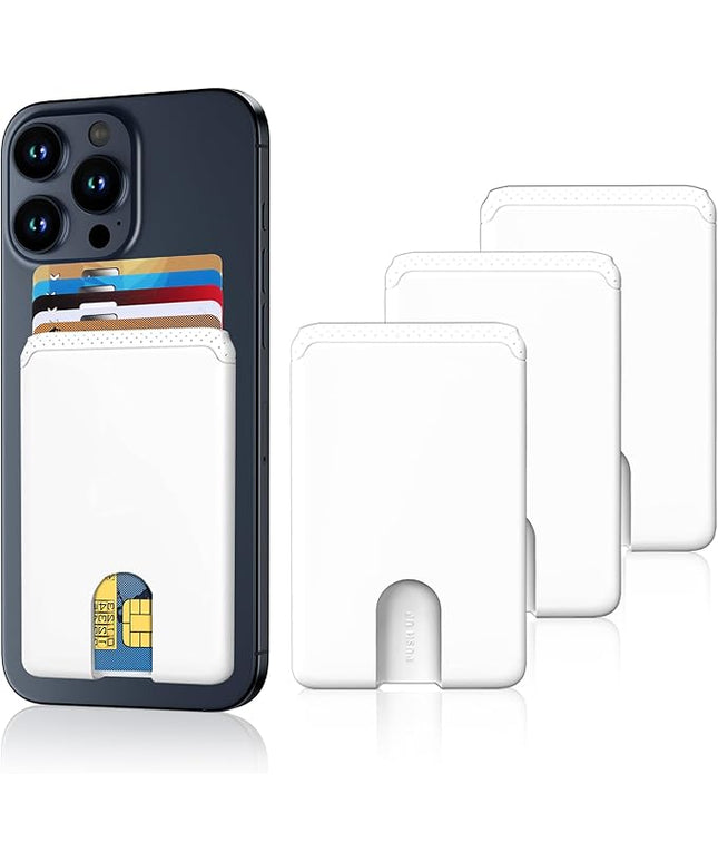 Senose Card Holder for Phone Case, Silicone Phone Wallet Stick On Credit Card Holder, Id Card Pouch Compatible for iPhone 16/15/14/13/12 Pro Max Samsung Galaxy and Most Smartphones, 3 Pack (White)