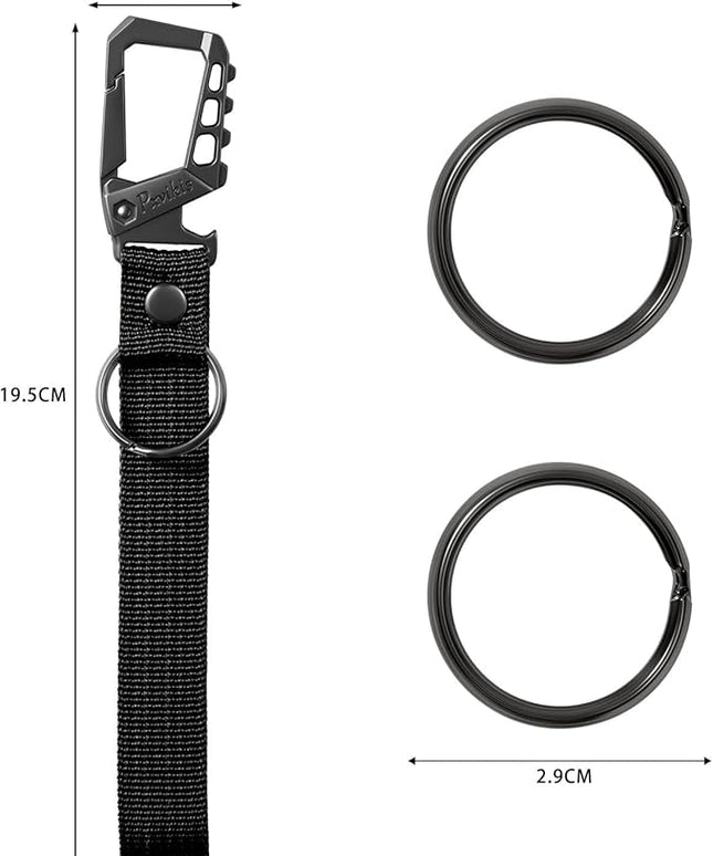 Metal heavy duty key chain carabiner clip bottle opener wrist lanyard ring car key fob unisex for men and women