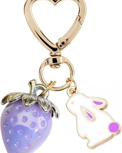 Agromusk Cute Strawberry Keychain,Bag Charms,Kawaii Heart Flower Daisy Key chains Accessories Decor for Girls Purse Gift