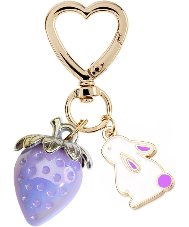 Agromusk Cute Strawberry Keychain,Bag Charms,Kawaii Heart Flower Daisy Key chains Accessories Decor for Girls Purse Gift