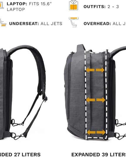 Knack Series 1 Laptop Backpack Fits up to 15 Inch - Knack Bags Carry-On Backpack, TSA Approved, Expandable Travel Backpacks (Savile Gray, Medium)