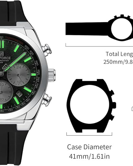 NAVIFORCE Watches for Men Multifunctional Chronograph Analog Quartz Waterproof Wirstwatch Silicone Strap Man Gifts