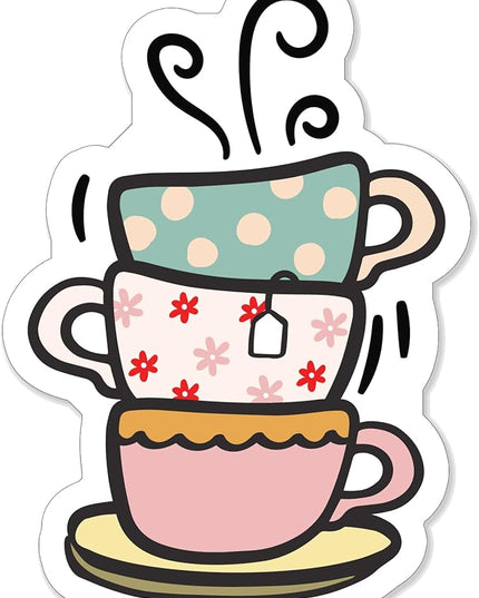 (1PC) Coffee Cups Stacked Sticker for Phone Tablet Laptop Car Truck Window | 4" Sticker