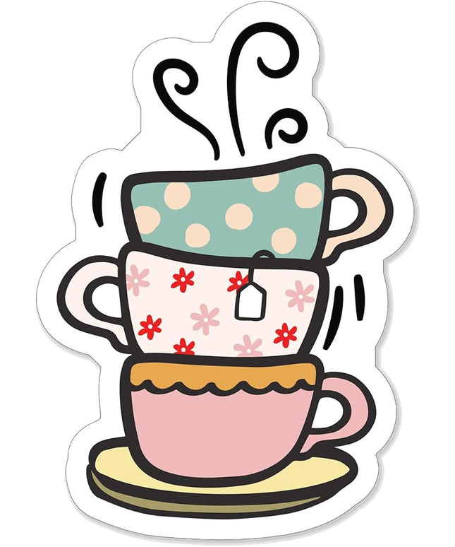 (1PC) Coffee Cups Stacked Sticker for Phone Tablet Laptop Car Truck Window | 5" Sticker