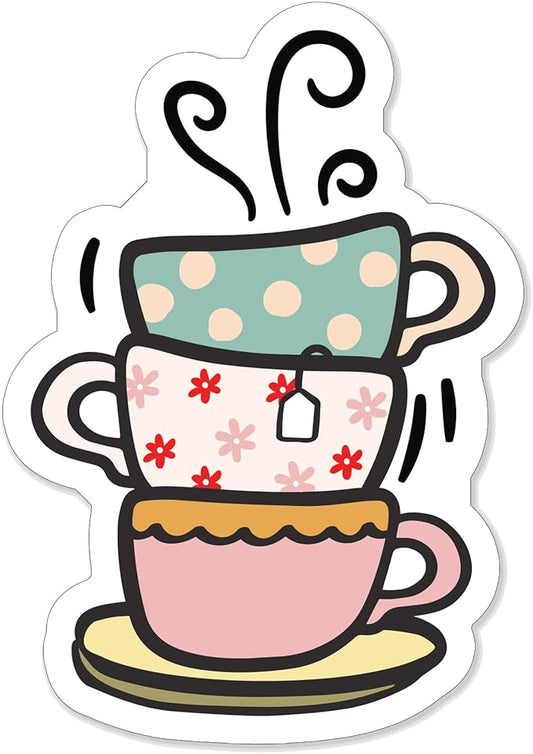 (1PC) Coffee Cups Stacked Sticker for Phone Tablet Laptop Car Truck Window | 5" Sticker