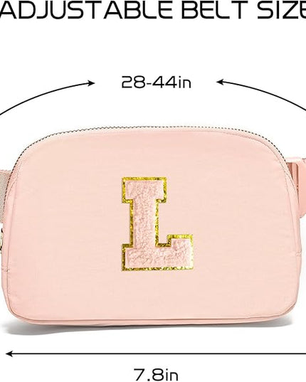 Gitus Gifts for 8 9 10 11 12 Year Old Girls Belt Bag Fanny Pack Crossbody Bags with Initial Letter Patch Cute Stuff Birthday Gifts for Teen Girls Women Personalized Trend Stuff (Coral Pink-L)