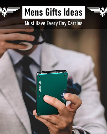 Lenvoten Extra Durable Hinged Minimalist Wallet for Men | Slim Metal RFID Blocking Wallet | Credit Card Holder & Money Clip Holds 20 Cards | Premium Scratch-Resistant Finish | Ideal Gift for Men