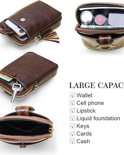 Small Crossbody Bags for Women, Lightweight Mini Cute Cell Phone Purse for Women with Tassel Shining Butterfly