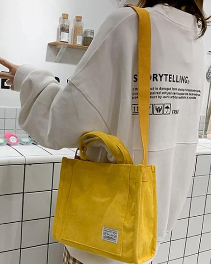 Valleycomfy Corduroy Tote Bag for Women Travel Crossbody Bag Purse Women Shoulder Bags Work Handbags Everyday Hobo Bag