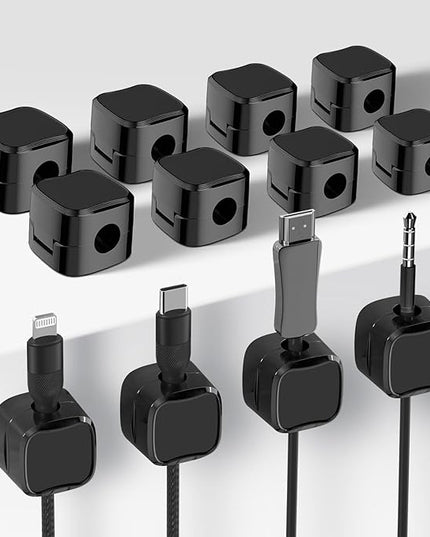 12 Pack Cable Clips, Cord Organizer, Cord Holder for Nightstand, Magnetic Cord Organizer, Strong Adhesive Charging Cable Keeper, Clip Holder