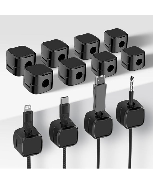 12 Pack Cable Clips, Cord Organizer, Cord Holder for Nightstand, Magnetic Cord Organizer, Strong Adhesive Charging Cable Keeper, Clip Holder