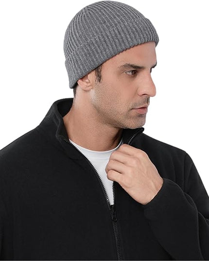 Stylish Wool Knit Short Cuff Fisherman Beanie for Men and Women Unisex Warm Winter Hat