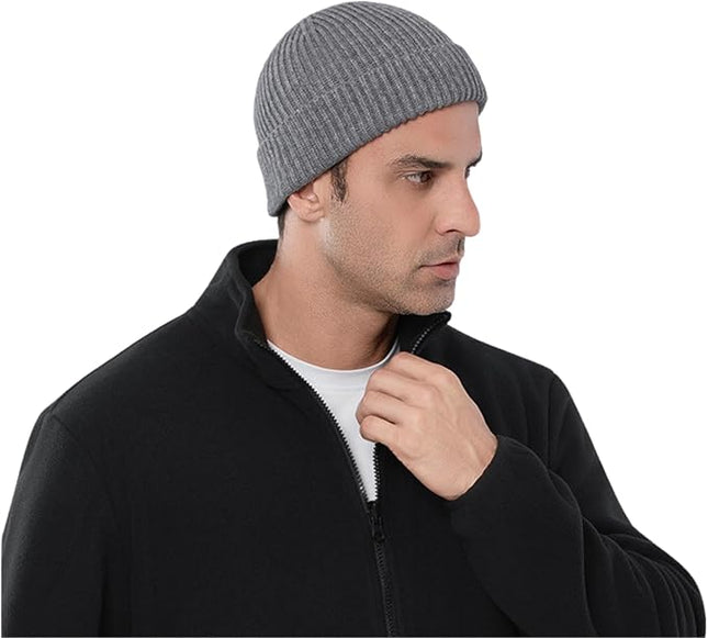 Stylish Wool Knit Short Cuff Fisherman Beanie for Men and Women Unisex Warm Winter Hat