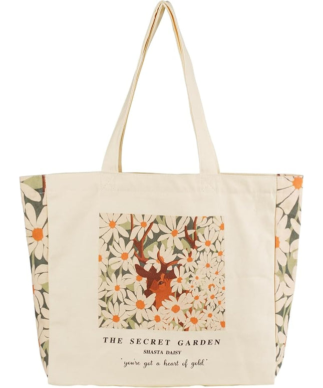 BROADREAM Aesthetic Canvas Tote Bag for Women, Vintage Reusable Book Tote Bag with Inner Zipper Pocket