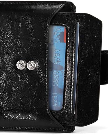 BOSTANTEN Women Leather Wallet RFID Blocking Small Bifold Zipper Pocket Wallet Card Case Purse with ID Window