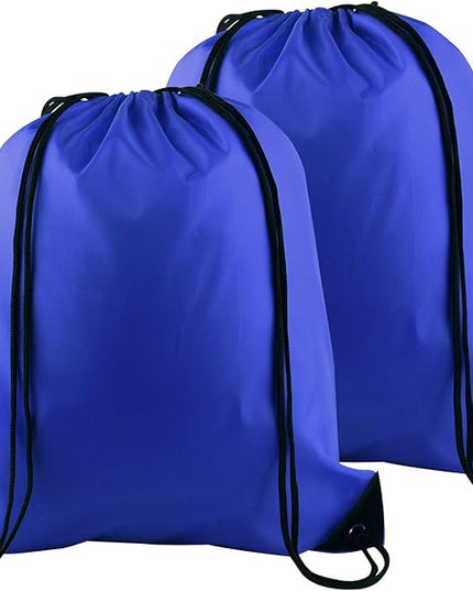 KUUQA 2 Pcs Drawstring Backpack Bags Sports Cinch Sack String Backpack Storage Bags for School Gym Traveling (Blue)