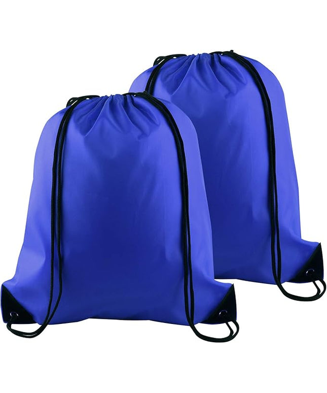KUUQA 2 Pcs Drawstring Backpack Bags Sports Cinch Sack String Backpack Storage Bags for School Gym Traveling (Blue)