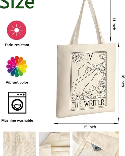 AUSVKAI Canvas Tote Bag for Women, Aesthetic Cute Grocery Grocery Reusable Cotton Gift Bag for Shooping Beach Trendy Gifts