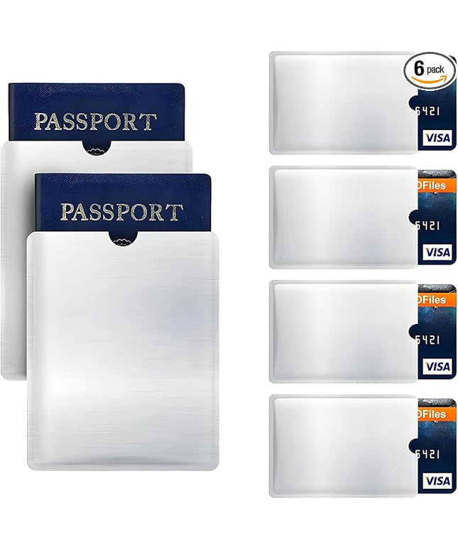 RFID Blocking Sleeve Anti Theft 4 Credit Card & 2 Passport Holder Wallet Pocket