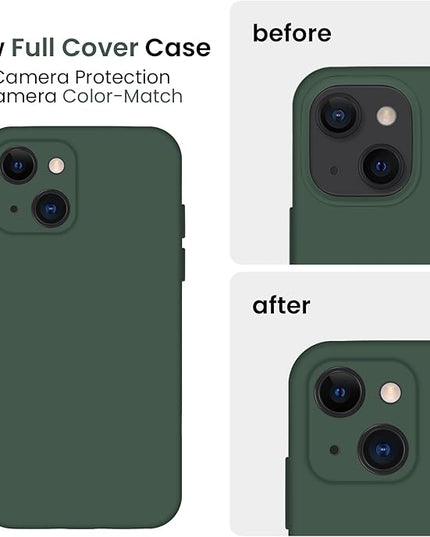FireNova Designed for iPhone 13 Case, Silicone Upgraded [Camera Protection] Phone Case with [2 Screen Protectors], Soft Anti-Scratch Microfiber Lining Inside, 6.1 inch, Alpine Green