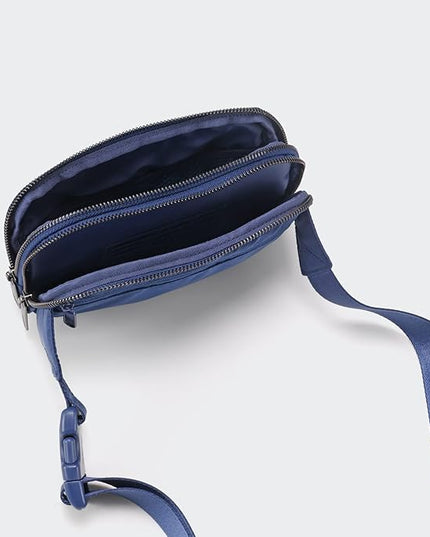 Pander Everywhere Belt Bag for Women, 5 Zipper Pockets Nylon Crossbody Fanny Pack Purse (Blue Perennial)