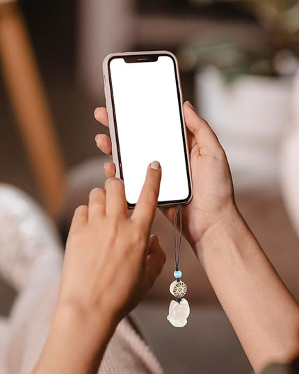 Cabilock White Fox Phone Pendant Keychain for Women, Small Chalcedony Bag and Key Holder Charm, Cute Cartoon Mobile Phone Chain Accessory for Purse Decoration