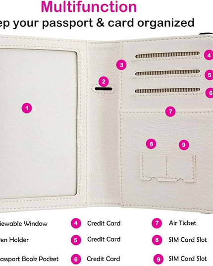 Passport Holder,Cute Passport Cover for Women Men,Travel Document Organizer Holder Boy Girl Wallet personalized Leather Rfid Passport Wallet (Shark)