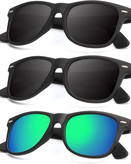 KALIYADI Polarized Sunglasses for Men and Women Matte Finish Sun glasses Color Mirror Lens UV Blocking (3 Pack)
